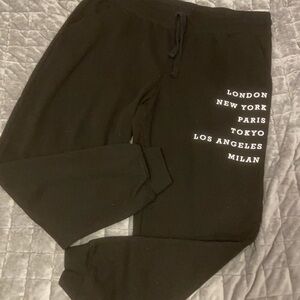 Zoe + Liv Black City Names Jogger Sweatpants